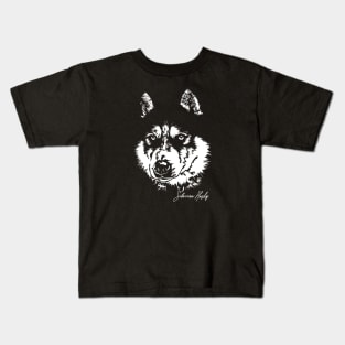 Siberian Husky sled dog portrait Kids T-Shirt